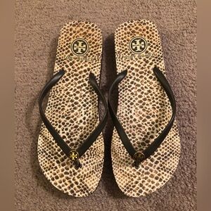 Tory Burch Animal Print Flip Flops